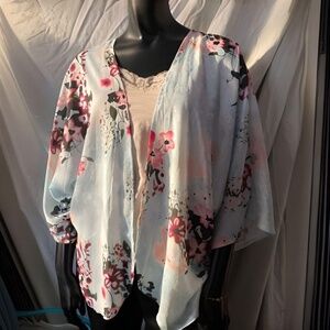 Floral kimono style cover up top